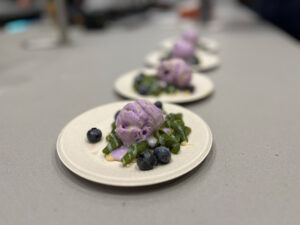 purple gelato with blueberries dessert
